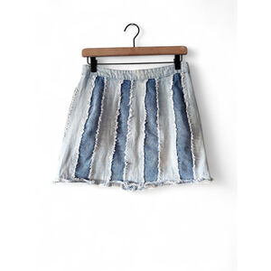 Social Tourist Ultra High Rise Patchwork Denim Mini Skirt Size 7 W28